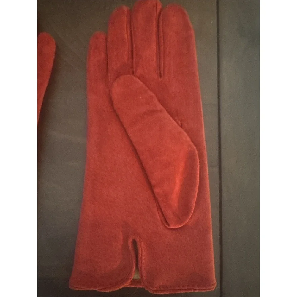 1980s FOWNES Red Suede Leather Gloves Size XL